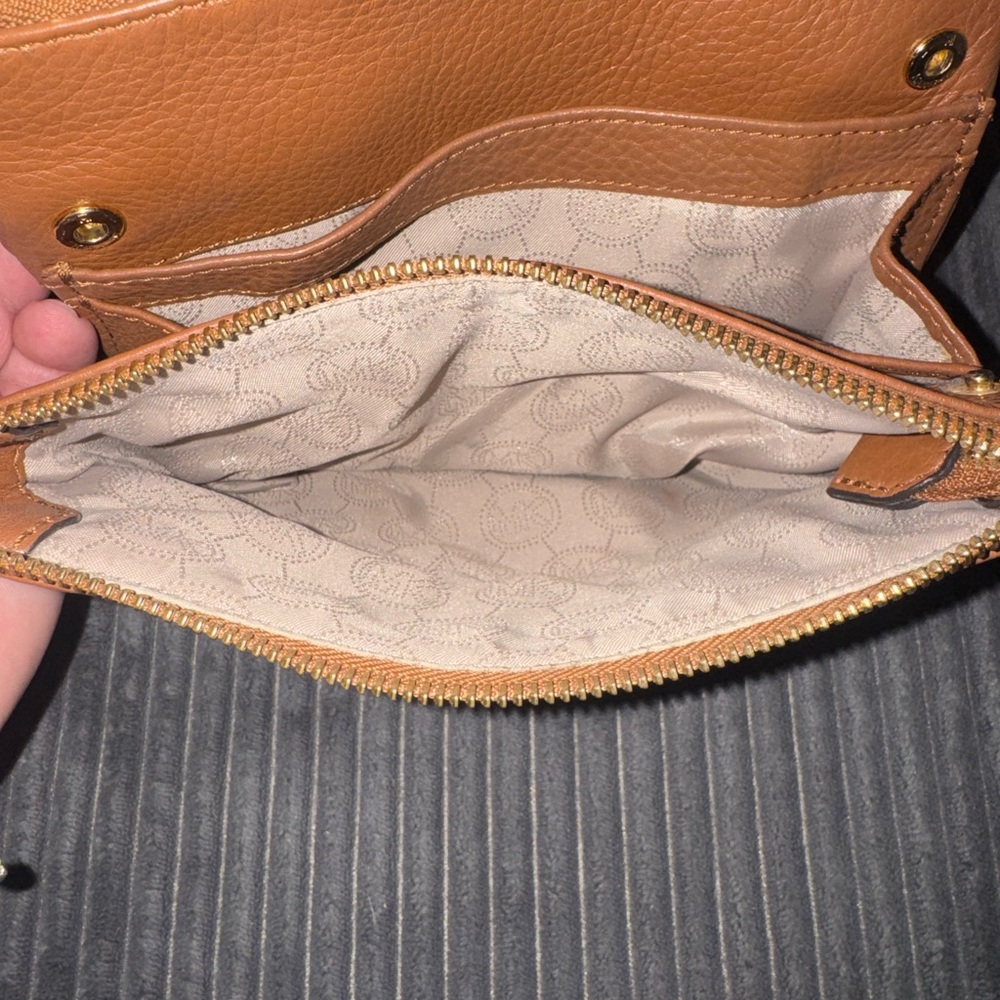 Michael Kors Tan Leather MK Logo Crossbody Bag - Picture 6 of 8